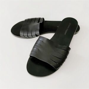 Jenni Kayne Black Minimalist Leather Slide Sandals size 8